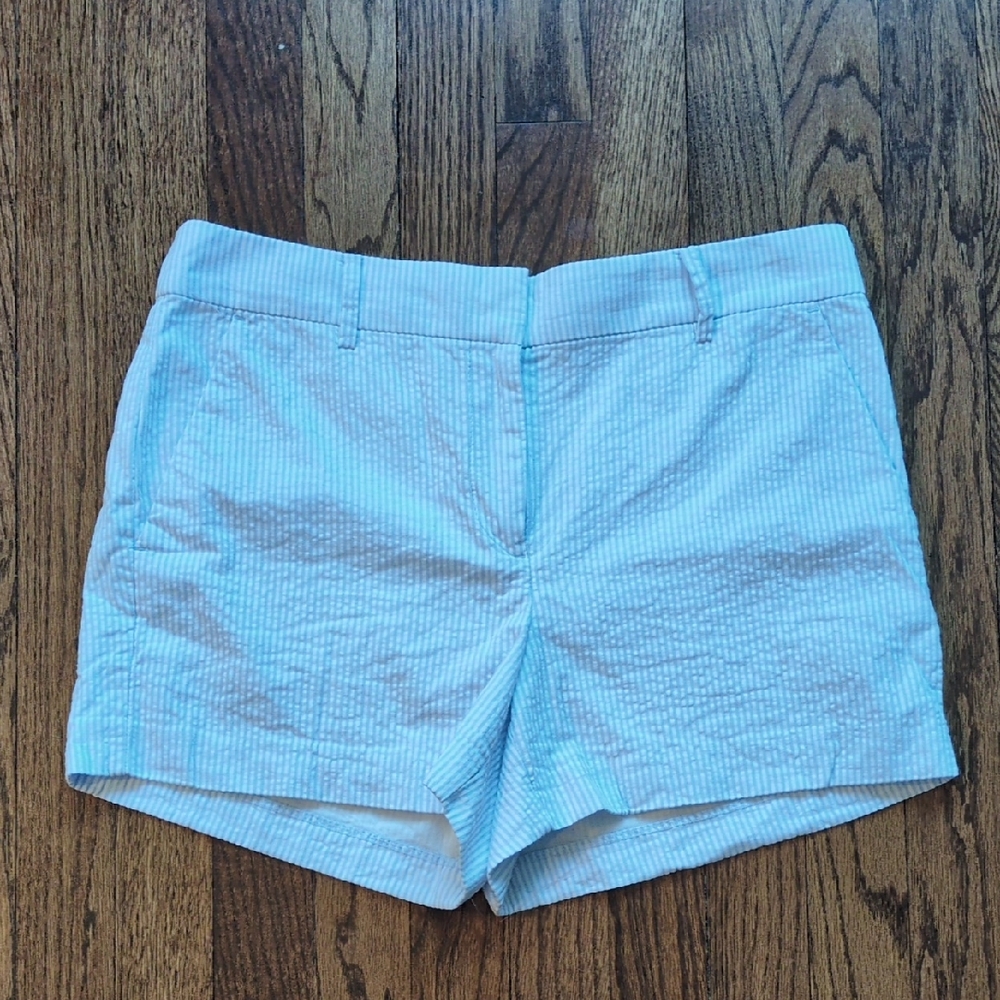 LOFT Riviera Light Blue Striped Seersucker Women's Shorts